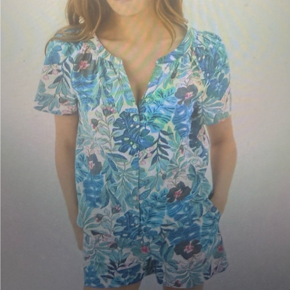 Lilly Pulitzer Other - Lilly Pulitzer, NWT breezy aqua best fronds forever, top/bottom set size Small